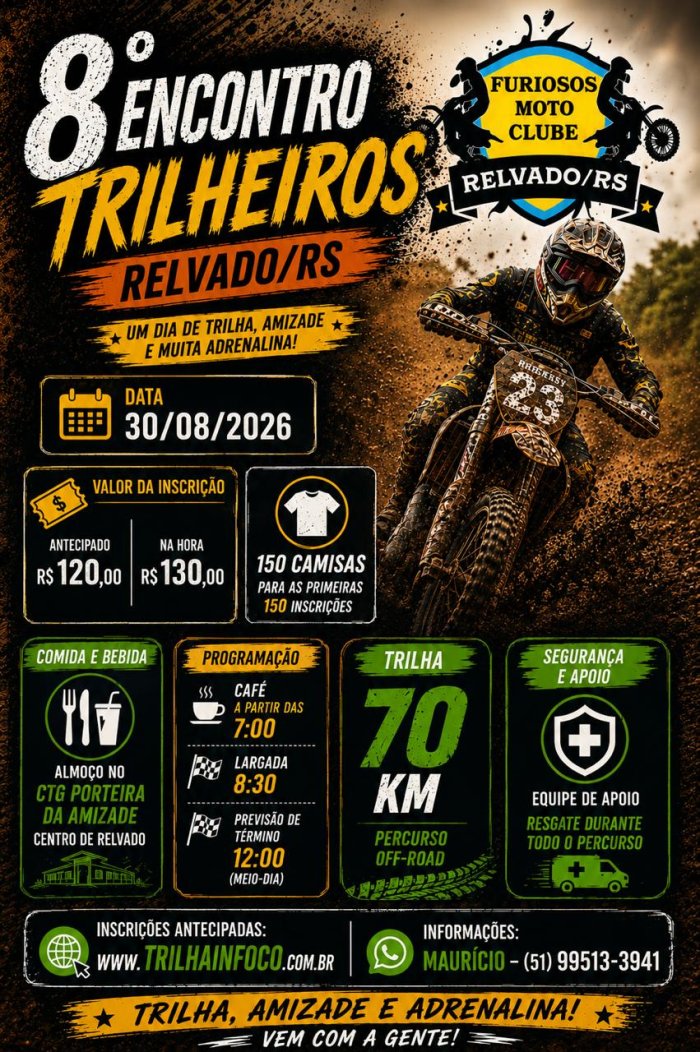 Flyer — 8º Encontro Trilheiros Relvado/RS