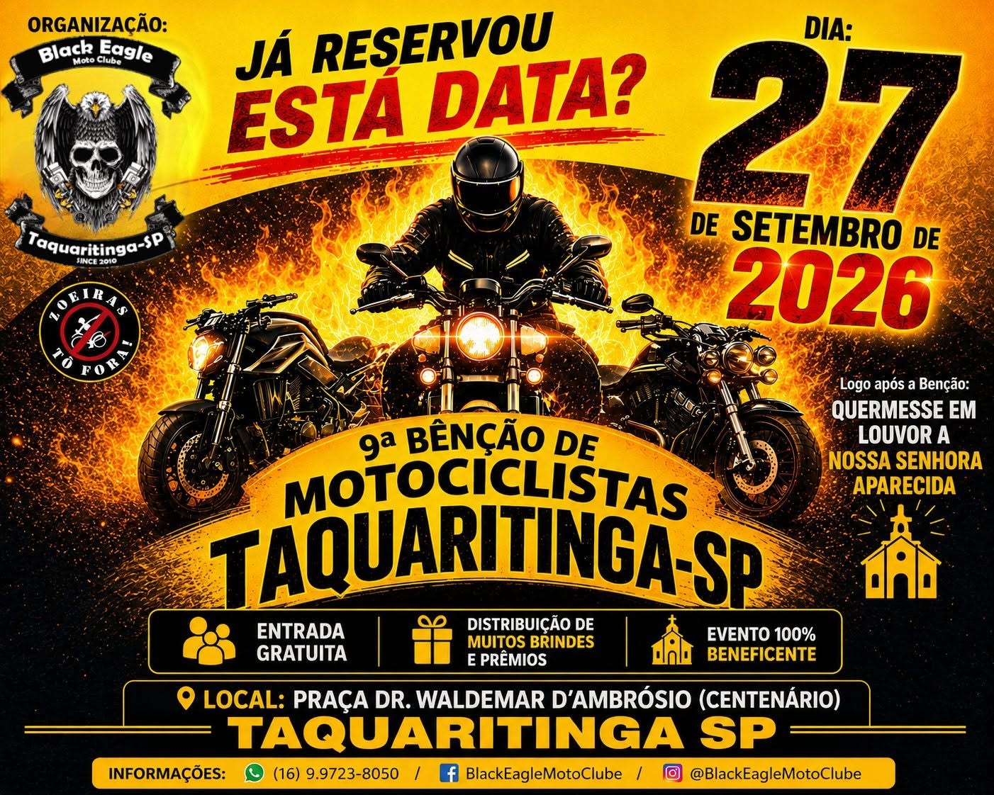 Flyer — 9ª Bênção de Motociclistas Taquaritinga-SP