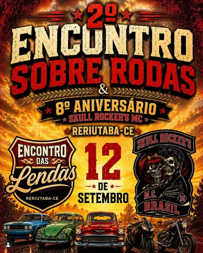 Flyer — 2º Encontro Sobre Rodas & 8º Aniversário Skull Rocker's MC