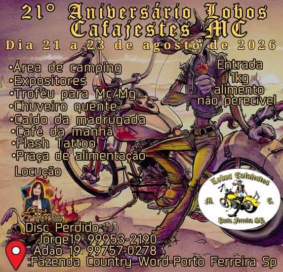 Flyer — 21º Aniversário Lobos Cafajestes MC