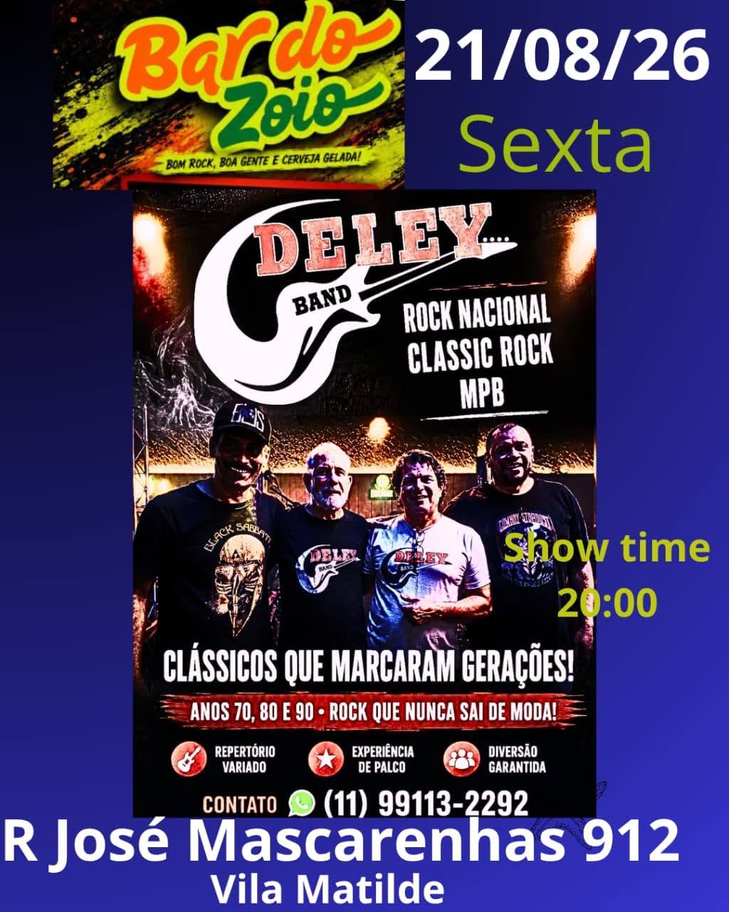 Flyer — Deley Band no Bar do Zoio