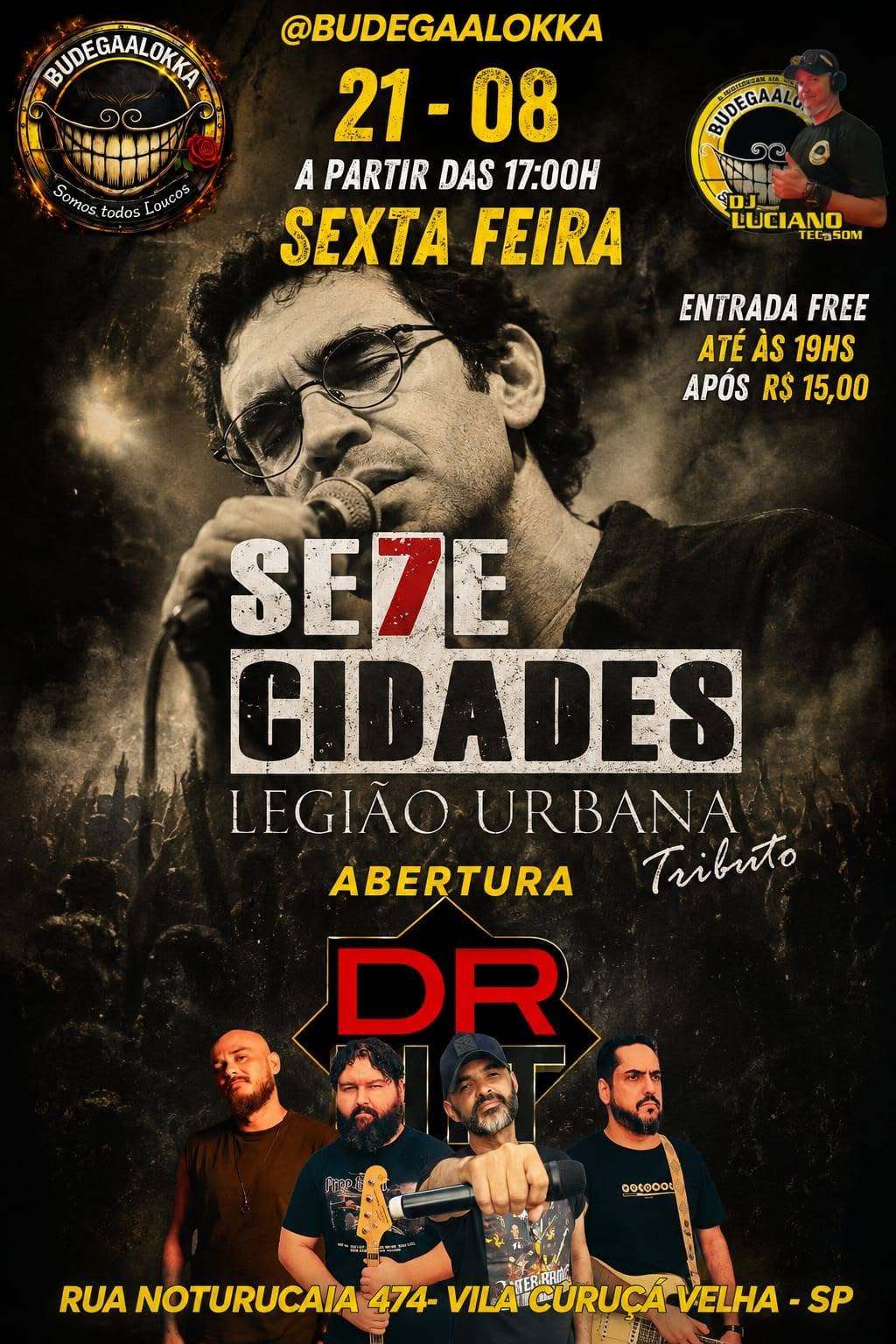 Flyer — Sete Cidades (Tributo Legião Urbana) no Budega A Lokka