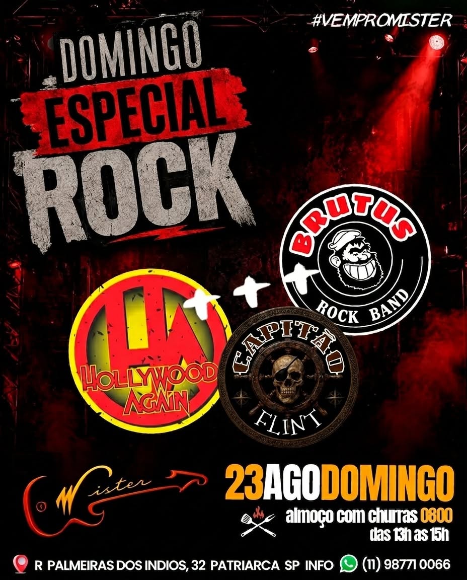 Flyer — Domingo Especial Rock no Mister