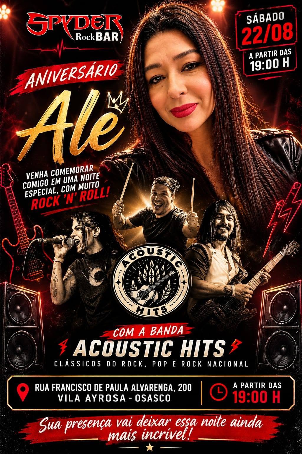 Flyer — Aniversário da Ale no Spyder Rock Bar