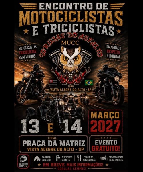 Flyer — Encontro de Motociclistas e Triciclistas - Corujas do Asfalto