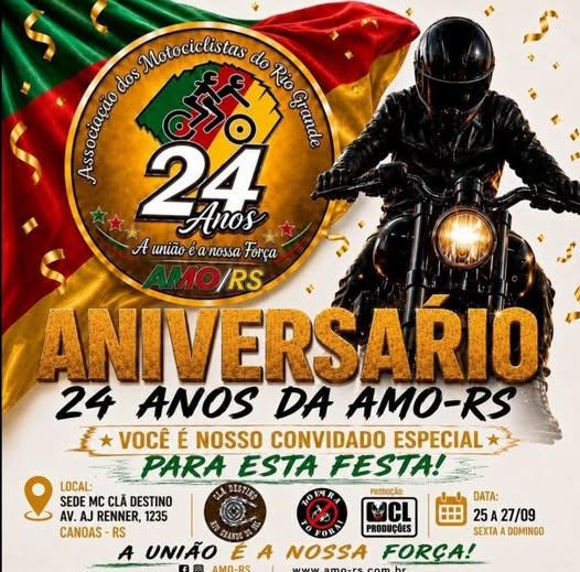 Flyer — Aniversário 24 Anos da AMO-RS