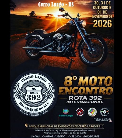 Flyer — 8º Moto Encontro Rota 392 Internacional - Cerro Largo