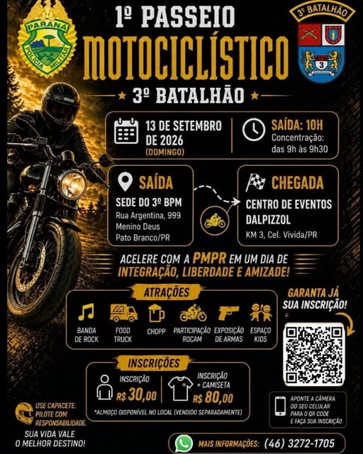 Flyer — 1º Passeio Motociclístico do 3º Batalhão da PMPR