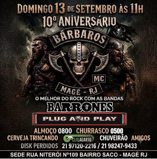 Flyer — 10º Aniversário Bárbaros MC