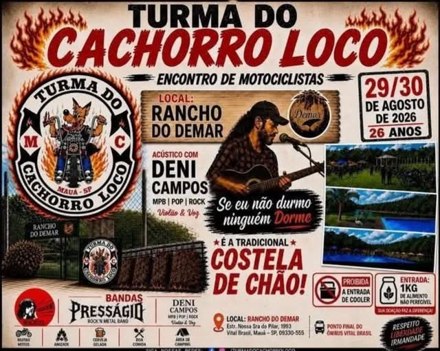 Flyer — Turma do Cachorro Loco - Encontro de Motociclistas - 26 Anos