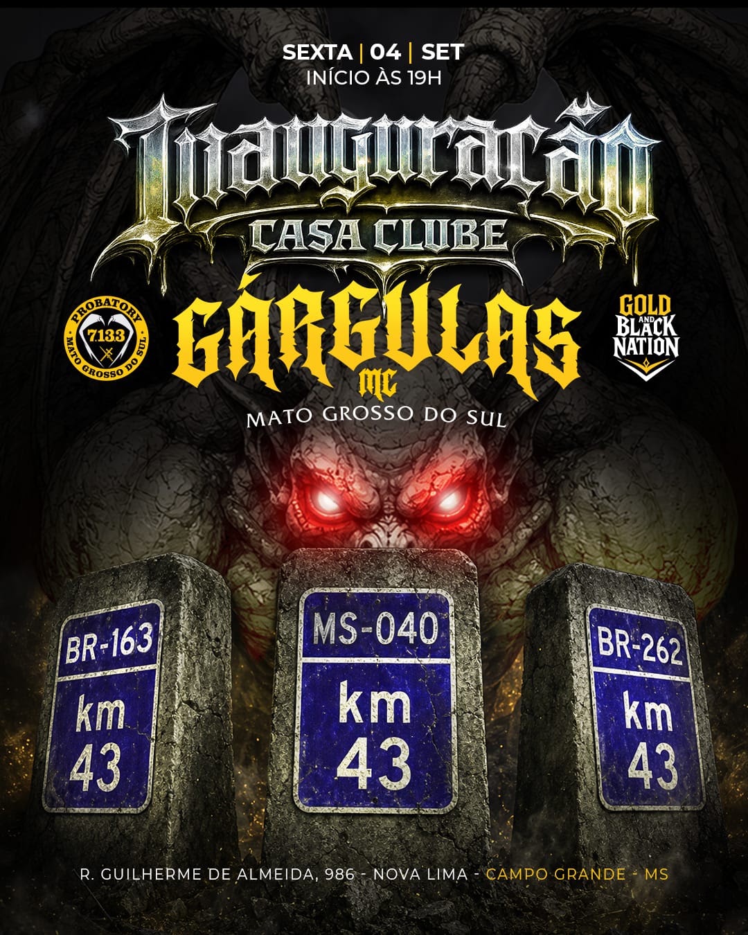 Flyer — Inauguração Casa Clube - Gárgulas MC