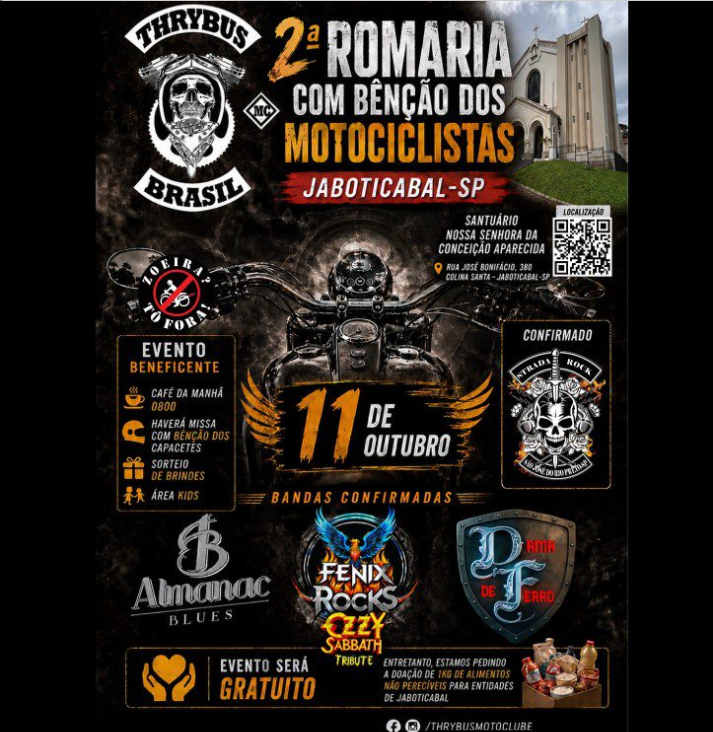 Flyer — 2ª Romaria com Bênção aos Motociclistas — Jaboticabal