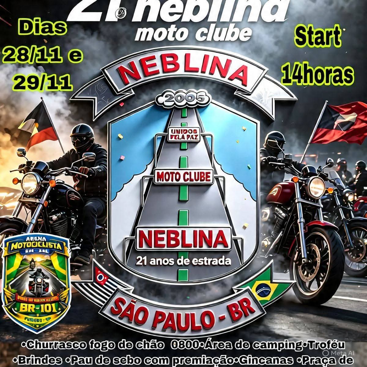 Flyer — 21º Aniversário Neblina Moto Clube