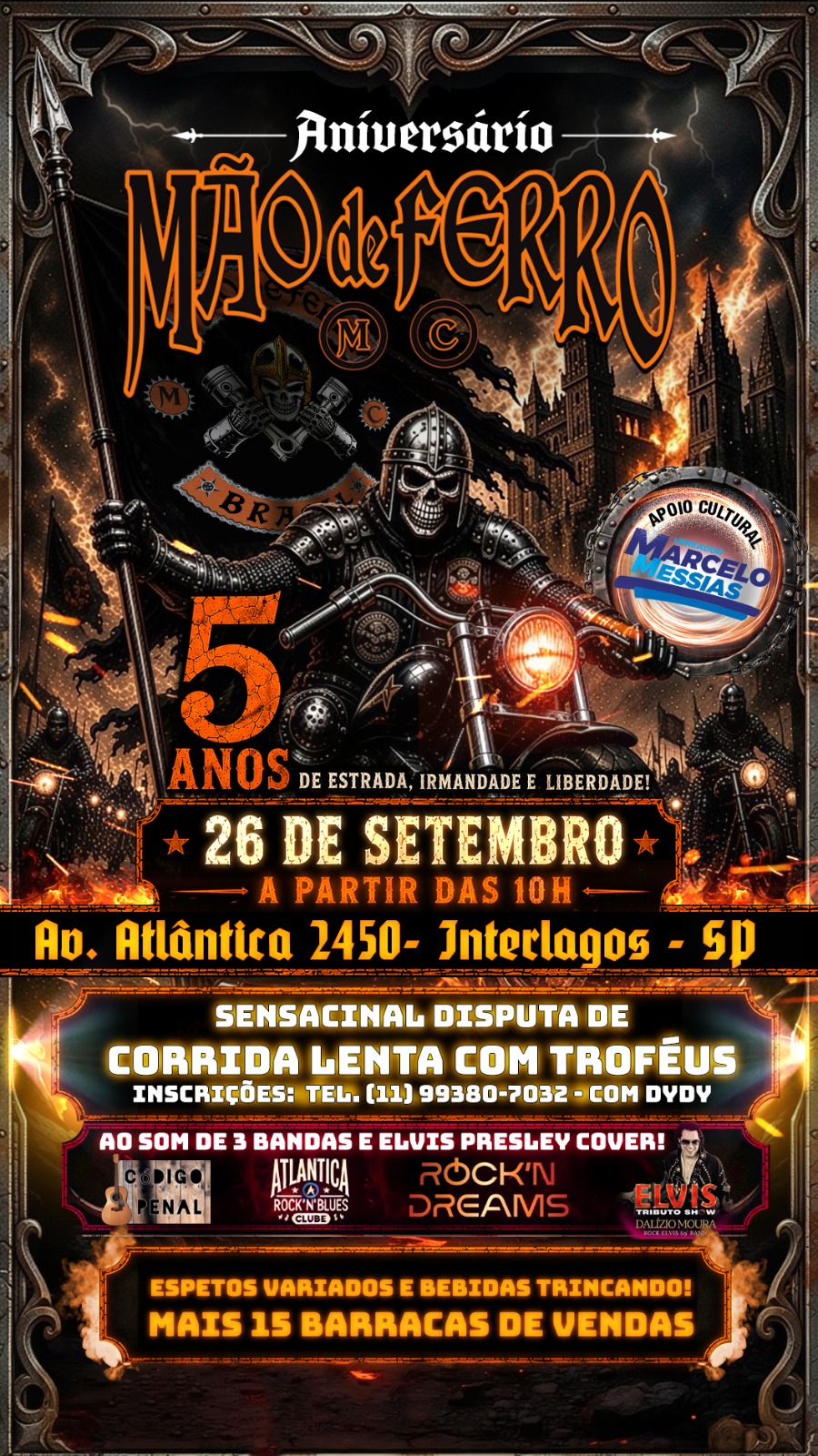 Flyer — 5º Aniversário Mão de Ferro MC