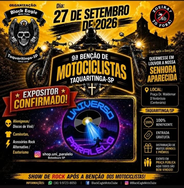 Flyer — 9ª Benção de Motociclistas — Taquaritinga-SP