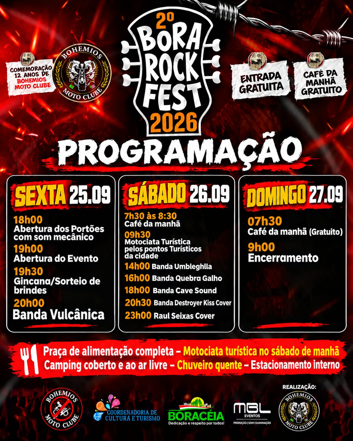 Flyer — 2º Bora Rock Fest — Bohemios Moto Clube