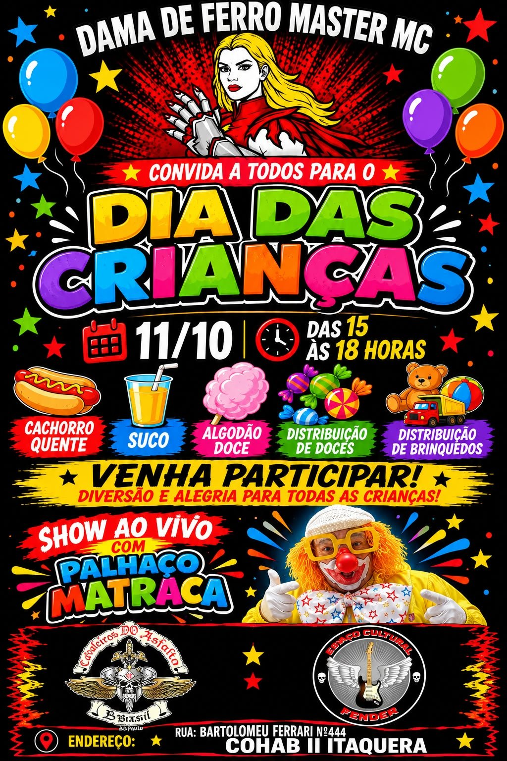 Flyer — Dia das Crianças — Dama de Ferro Master MC