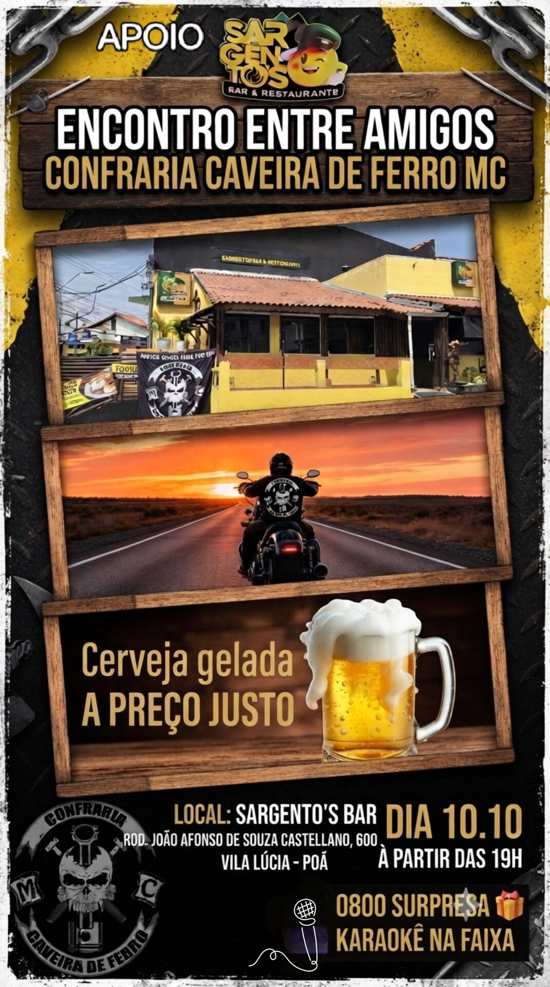 Flyer — Encontro entre Amigos — Confraria Caveira de Ferro MC