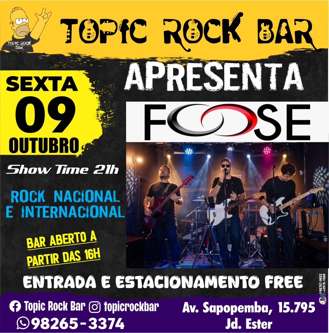 Flyer — Topic Rock Bar apresenta Foose