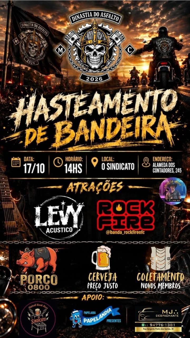 Flyer — Hasteamento de Bandeira — Dinastia do Asfalto MC