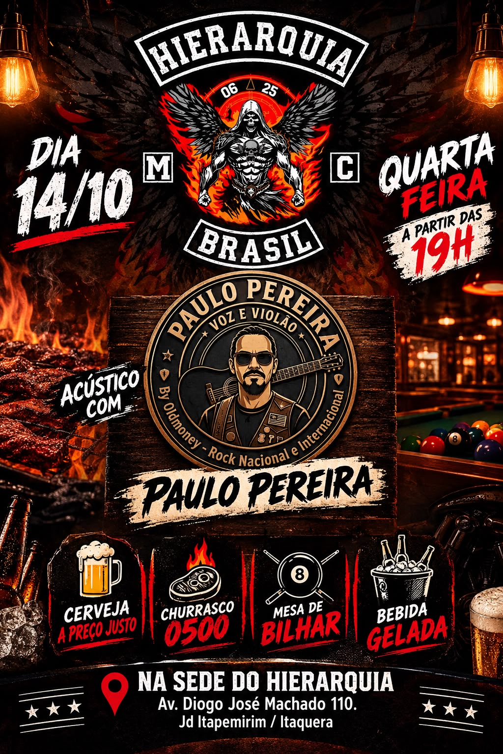 Flyer — Acústico com Paulo Pereira — Sede do Hierarquia MC