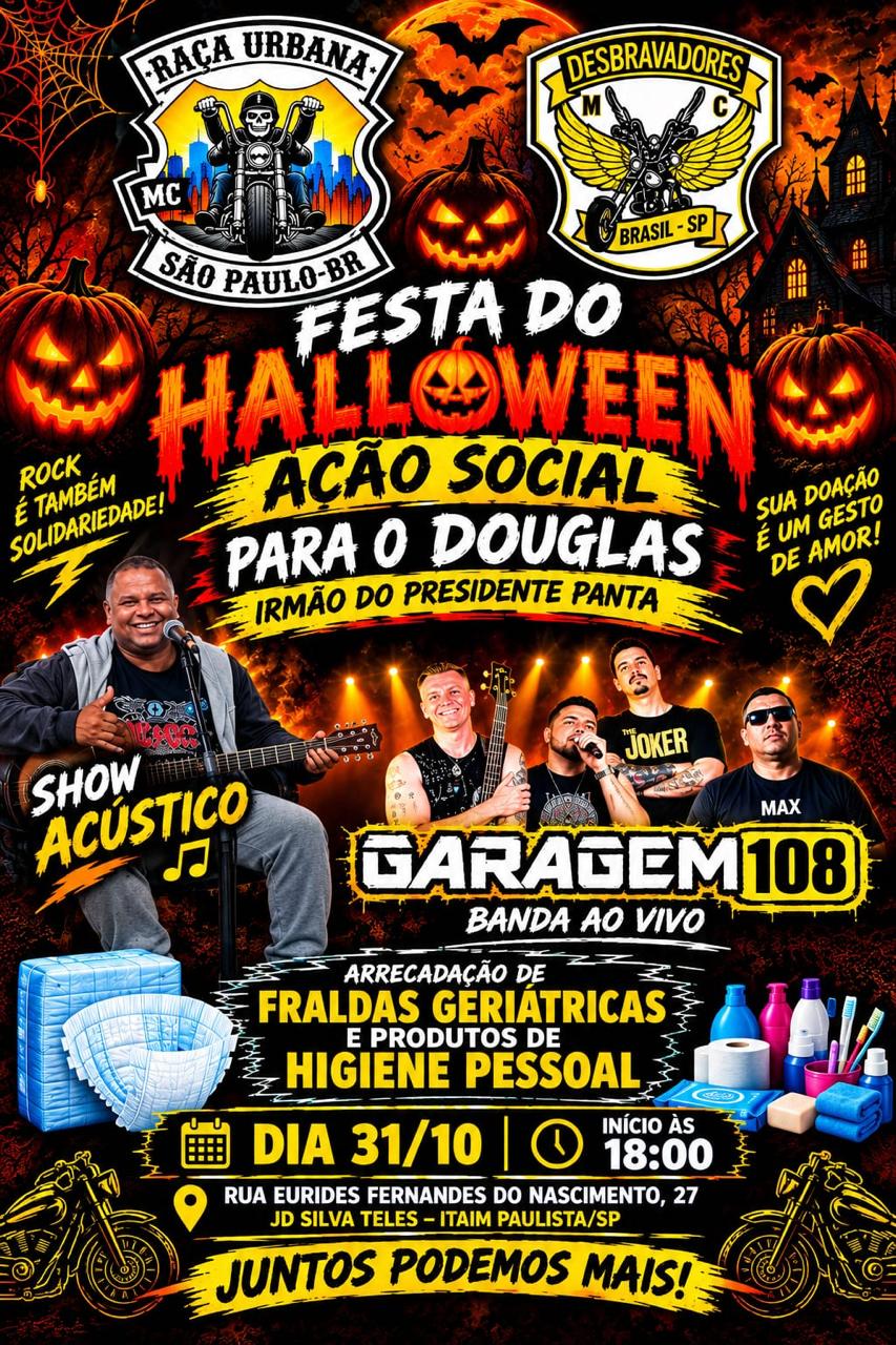Flyer — Festa do Halloween — Ação Social para o Douglas