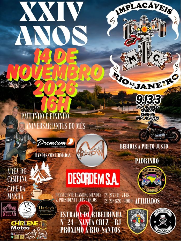 Flyer — XXIV Anos Implacáveis M.C.