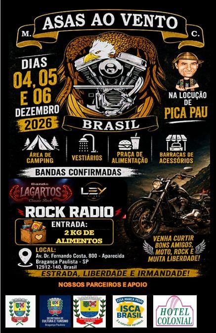 Flyer — 26º Aniversário do Asas ao Vento MC
