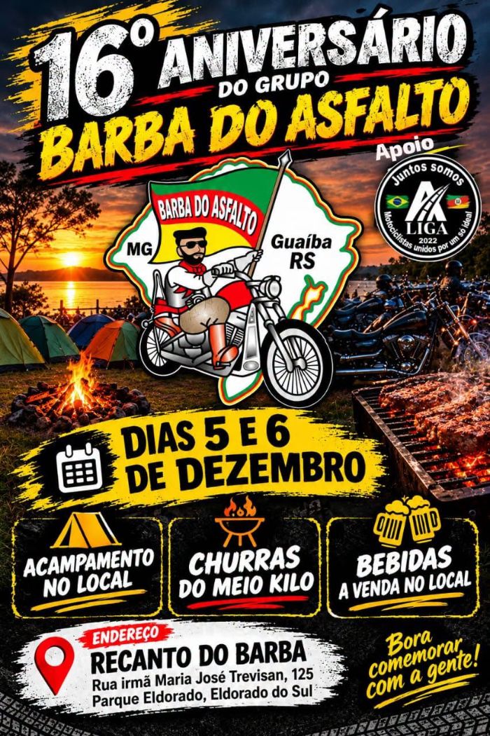 Flyer — 16º Aniversário do Grupo Barba do Asfalto