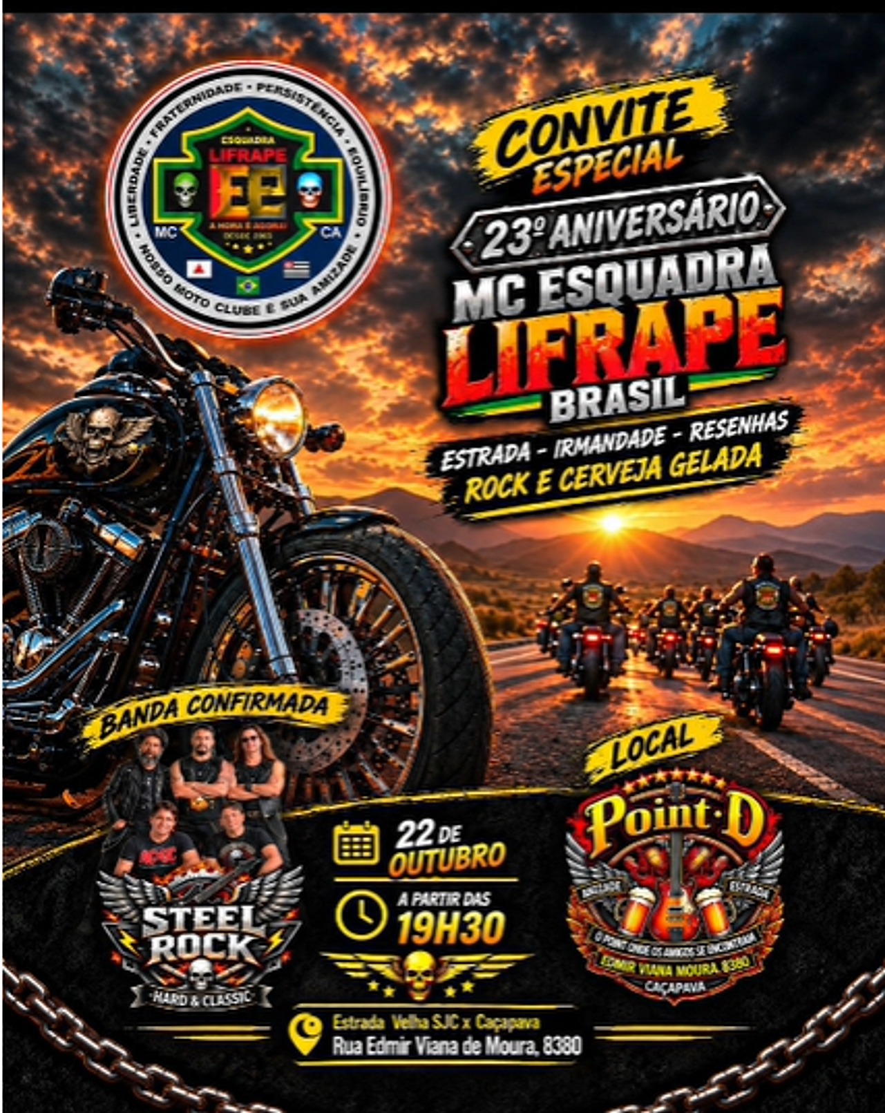 Flyer — 23º Aniversário MC Esquadra Lifrape Brasil