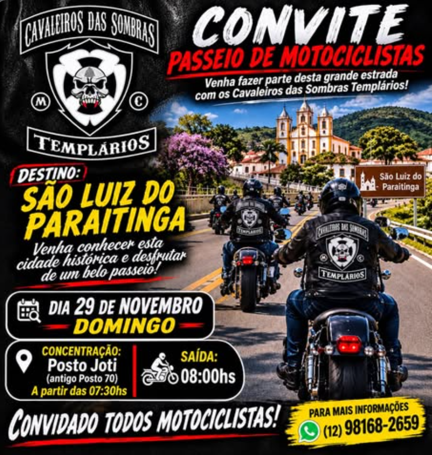 Flyer — Passeio de Motociclistas — São Luiz do Paraitinga