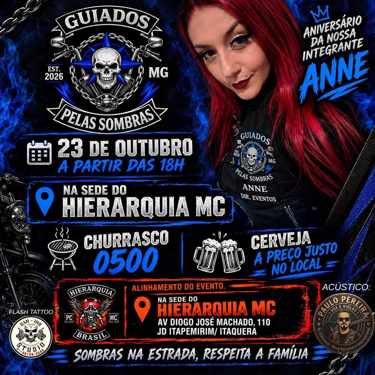 Flyer — Aniversário da Anne — Guiados Pelas Sombras MG