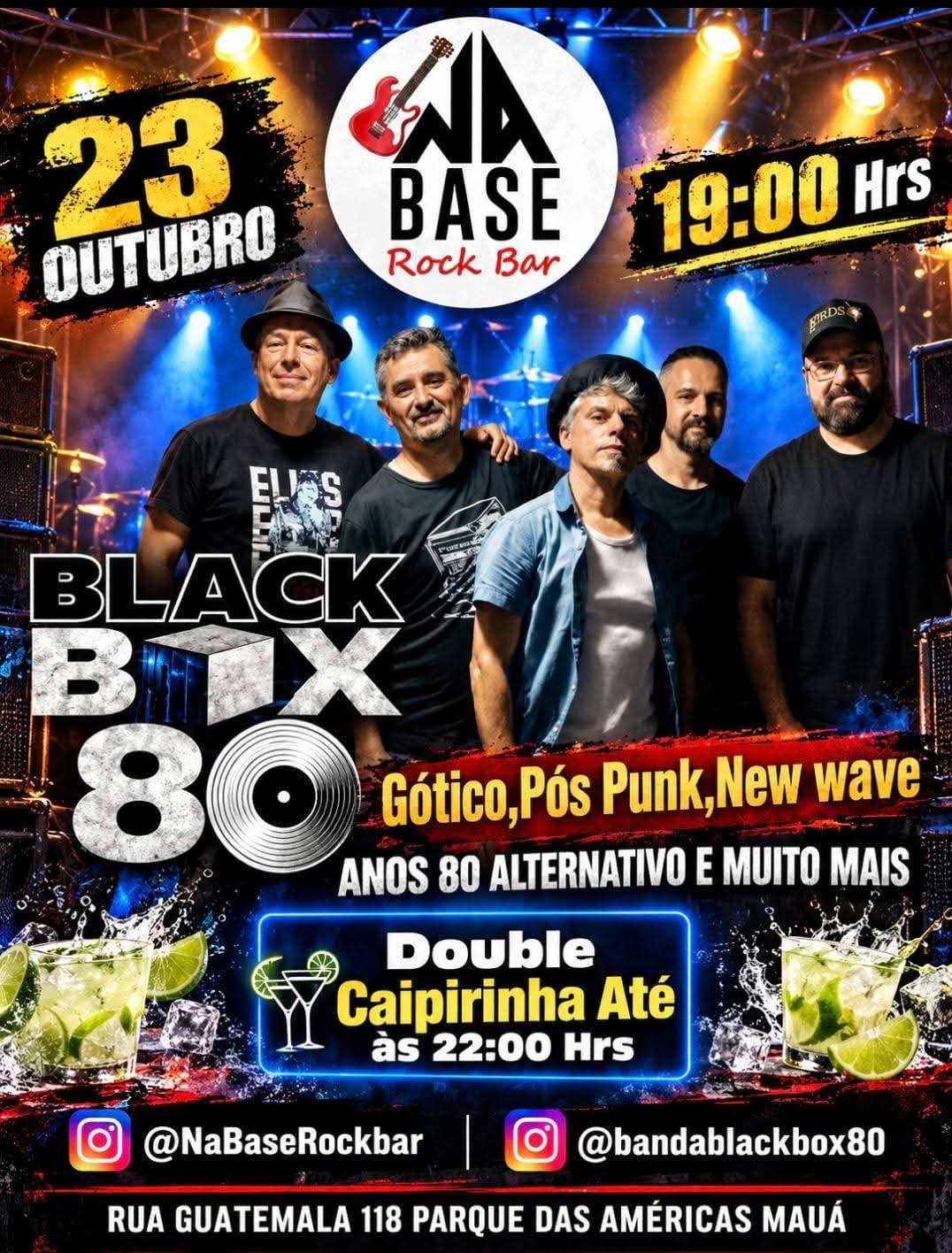 Flyer — Black Box 80 no Na Base Rock Bar