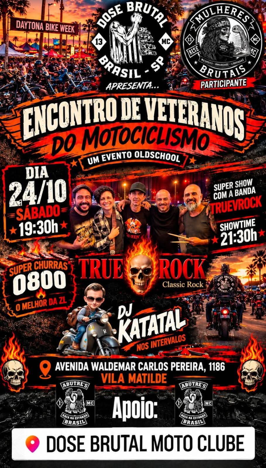 Flyer — Encontro de Veteranos do Motociclismo — Dose Brutal MC