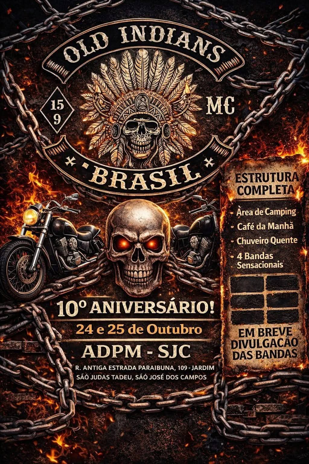 Flyer — 10º Aniversário Old Indians MC Brasil
