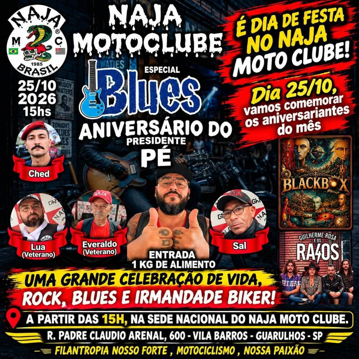 Flyer — Aniversário do Presidente Pé — Naja Moto Clube