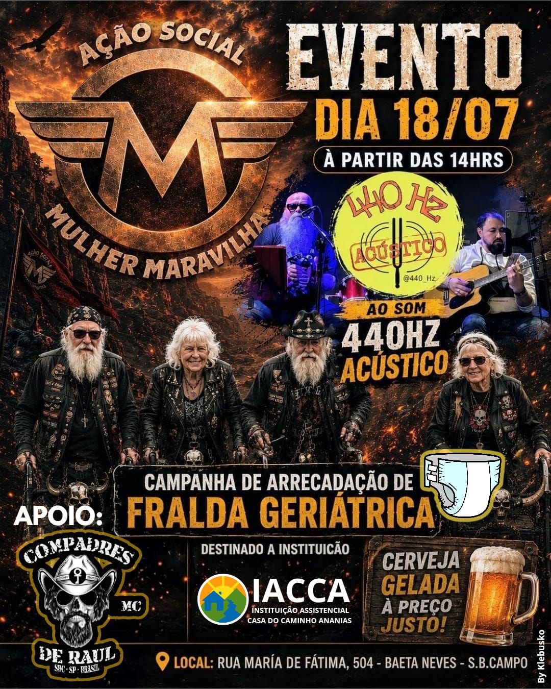 Flyer — Ação Social Mulher Maravilha.