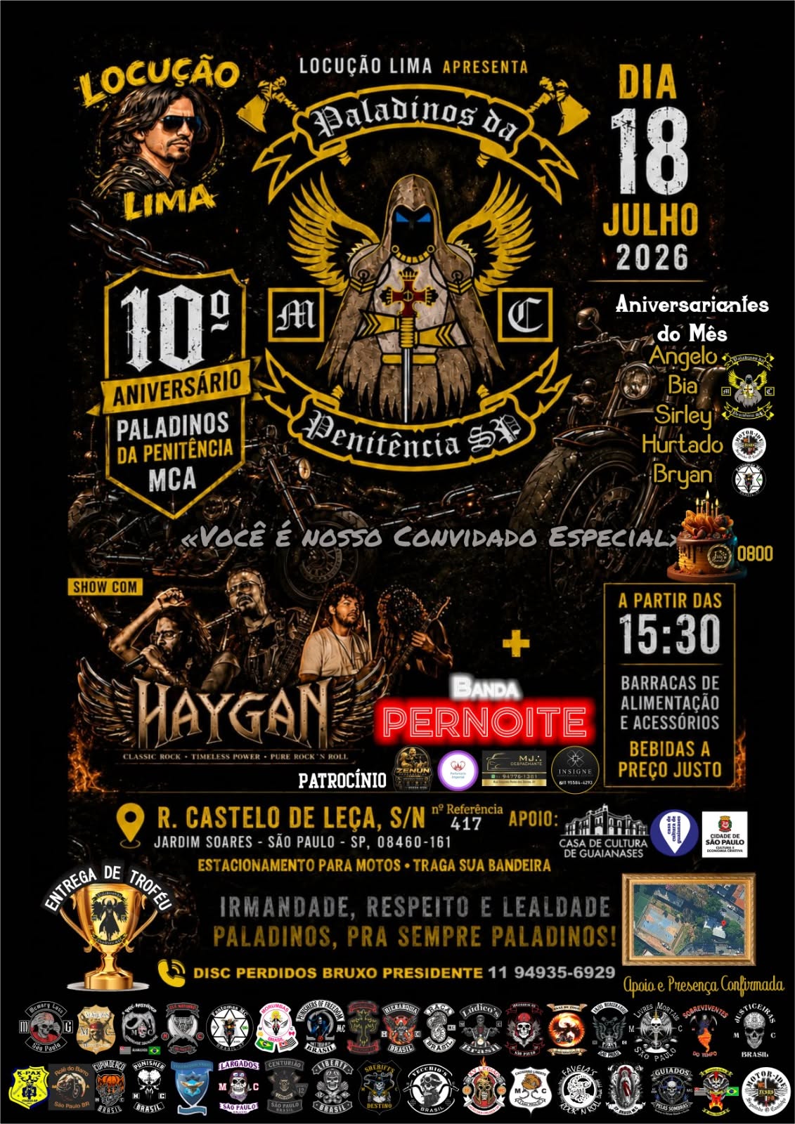Flyer — 10º Aniversário Paladinos da Penitência MCA