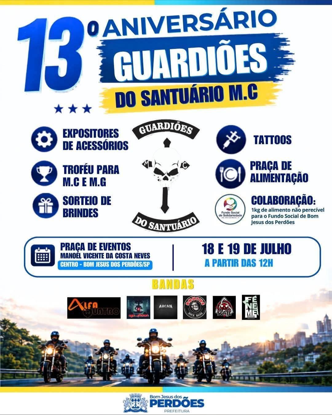 Flyer — 13º Aniversário Guardiões do Santuário M.C.