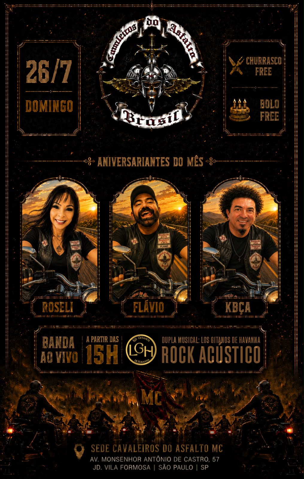 Flyer — Aniversariantes do Mês (Roseli, Flávio e Kbça)