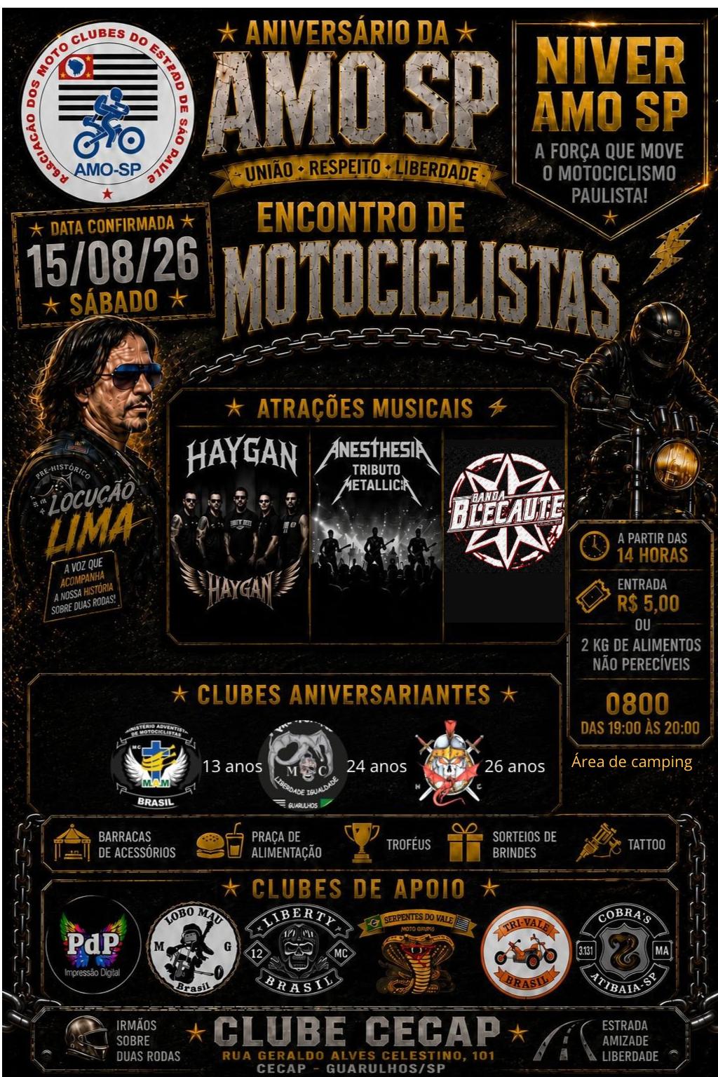 Flyer — Aniversário da AMO SP - Encontro de Motociclistas