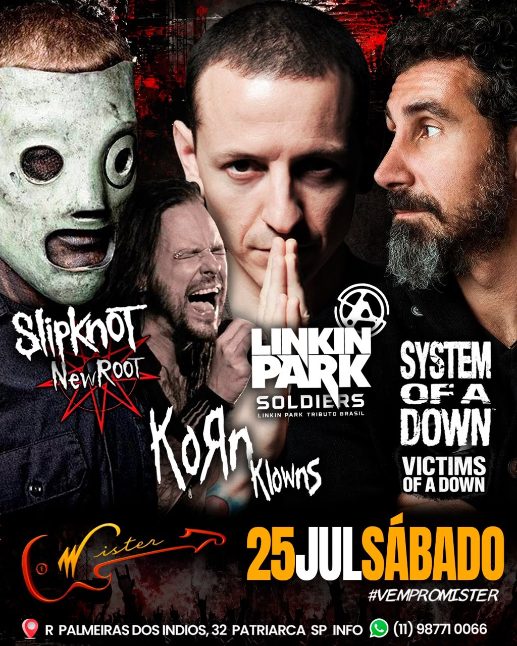 Flyer — Noite de Tributos Nu-Metal no Mister