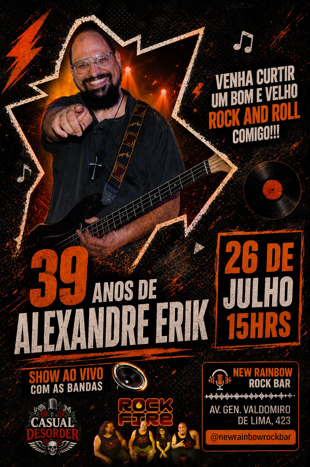 Flyer — 39 Anos de Alexandre Erik