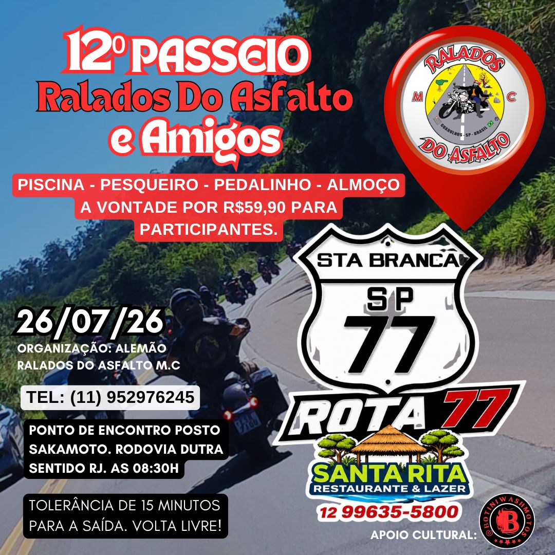 Flyer — 12º Passeio Ralados Do Asfalto e Amigos