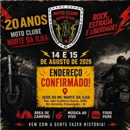 Flyer — 20 Anos Moto Clube Norte da Ilha