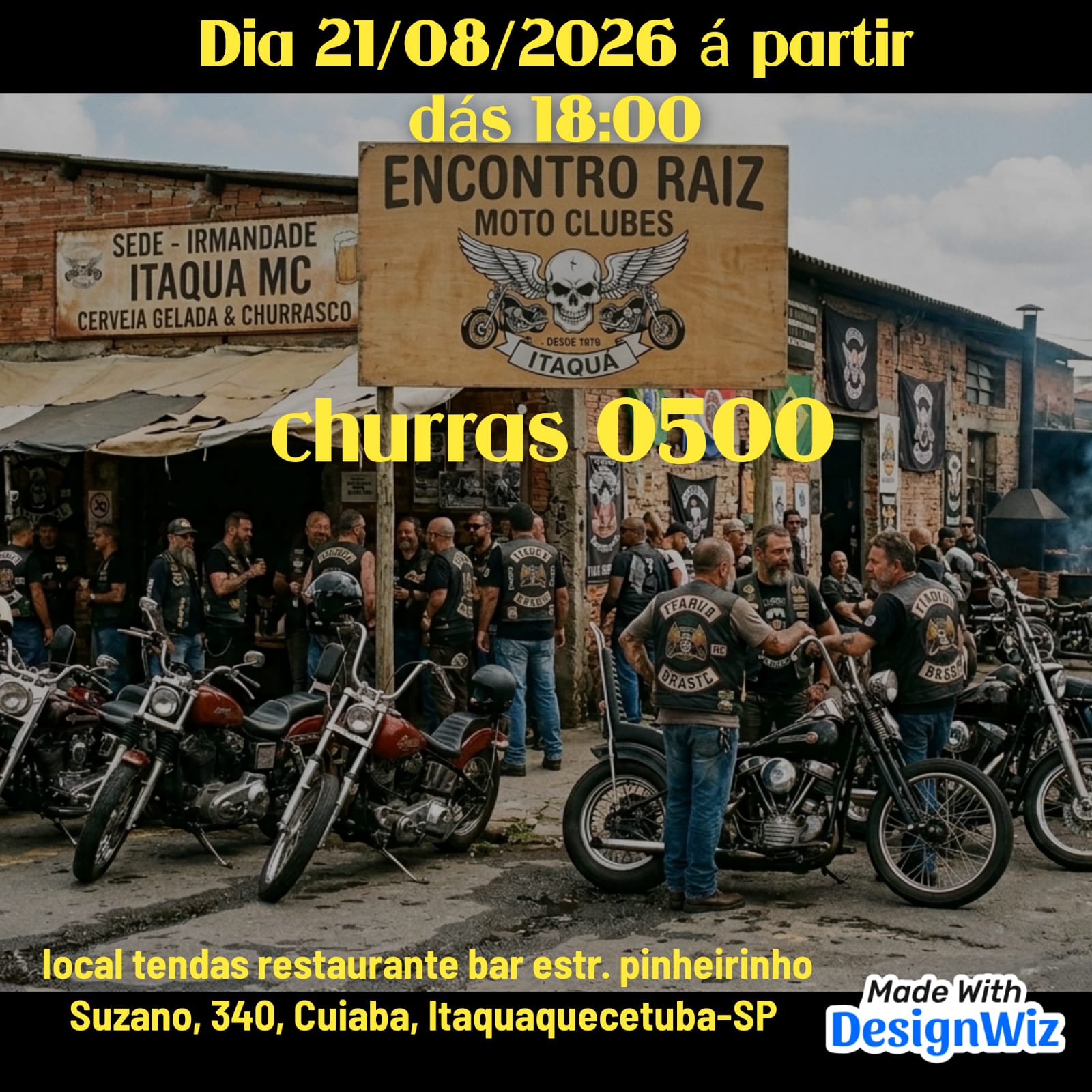 Flyer — encontro raiz dos moto clubes de  itaquaquecetuba