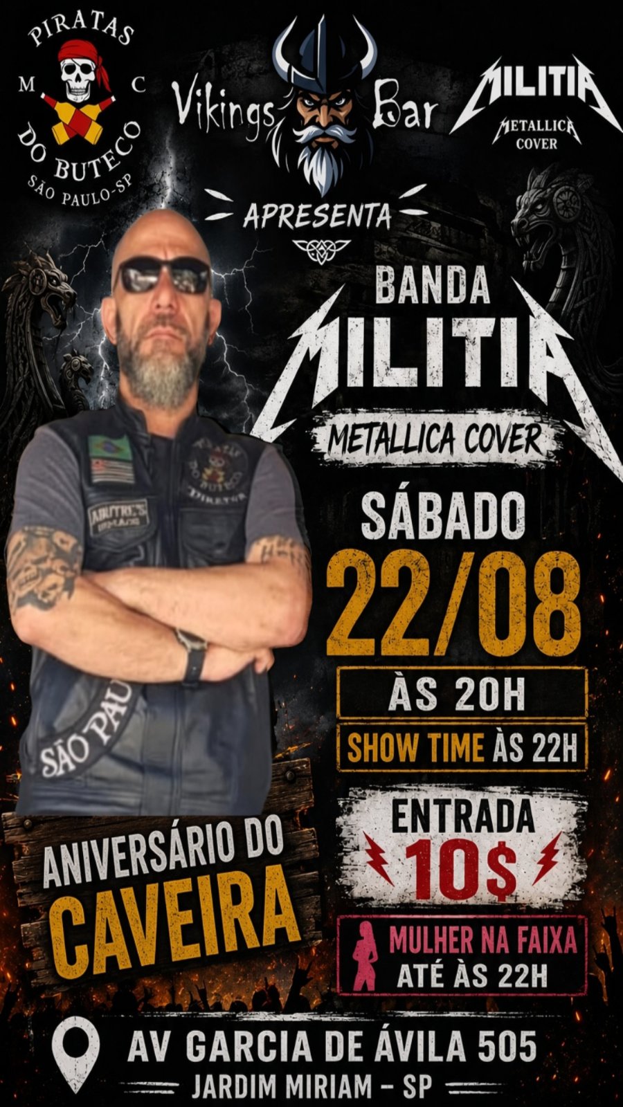 Flyer — Aniversário do Caveira