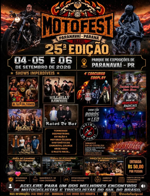 Flyer — MOTOFEST Paranavaí: 25ª Edição - Paranavaí/PR