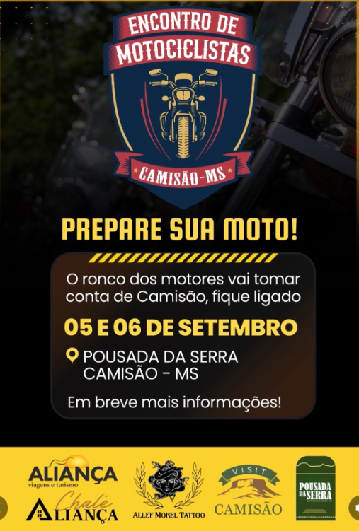 Flyer — ALIANÇA Turismo: Encontro de Motociclistas - Camisão/MS