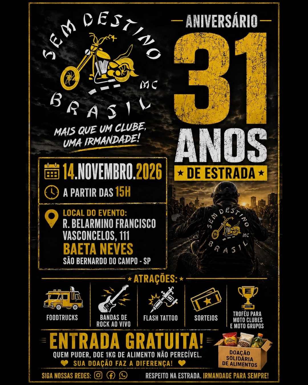 Flyer — 31 anos Sem Destino MC